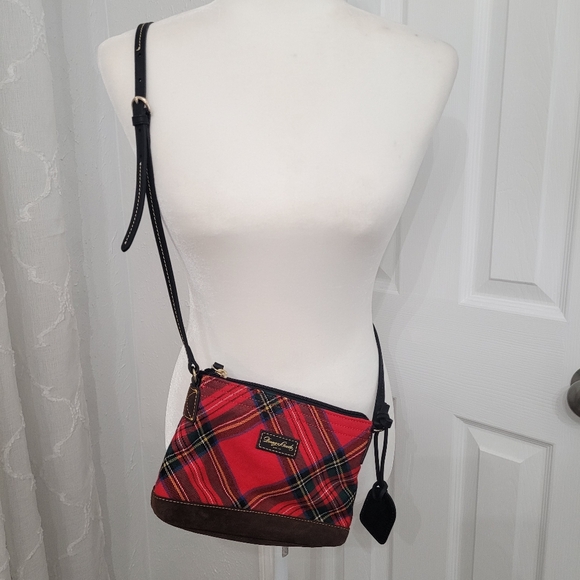 Vintage authentic Dooney & Bourke plaid red black crossbody purse tartan - Picture 2 of 16